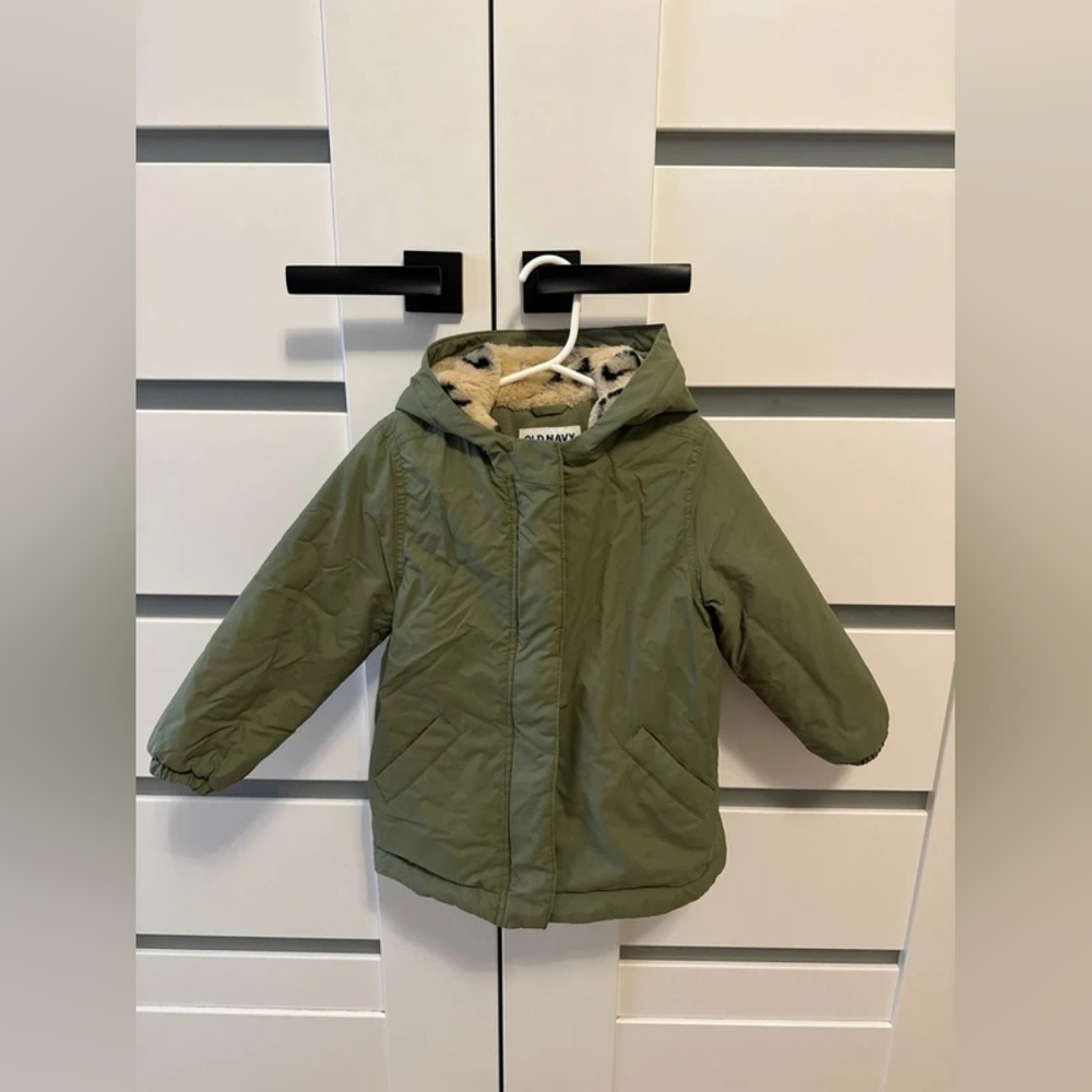 Old Navy Olive Green Hooded Puffer Jacket for Kids